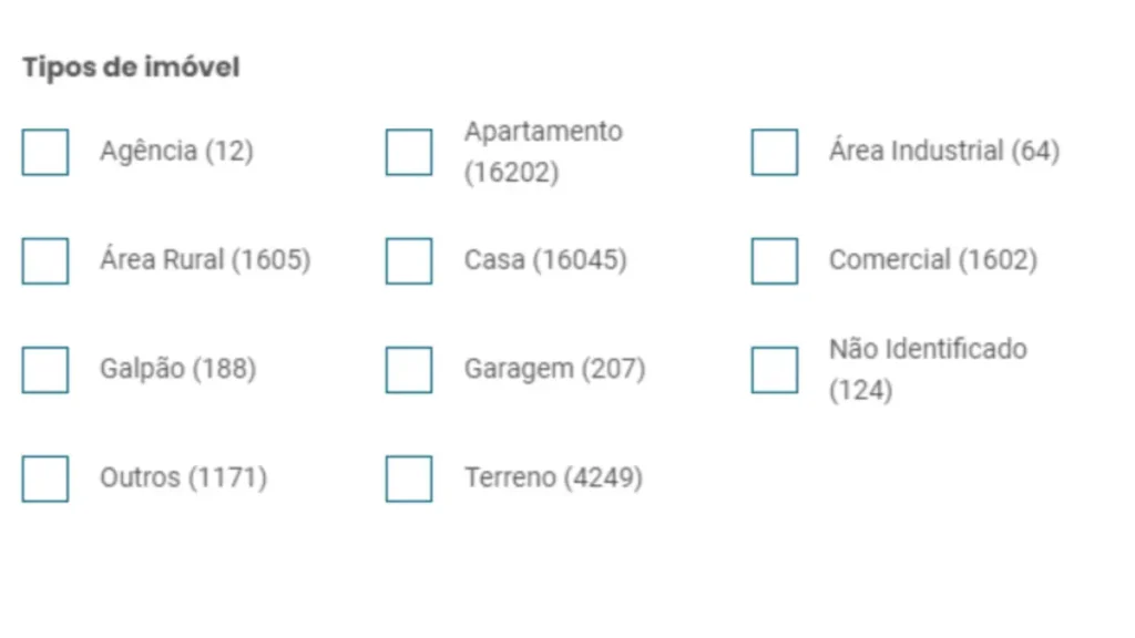 Diversidade de opções de imóveis em leilão